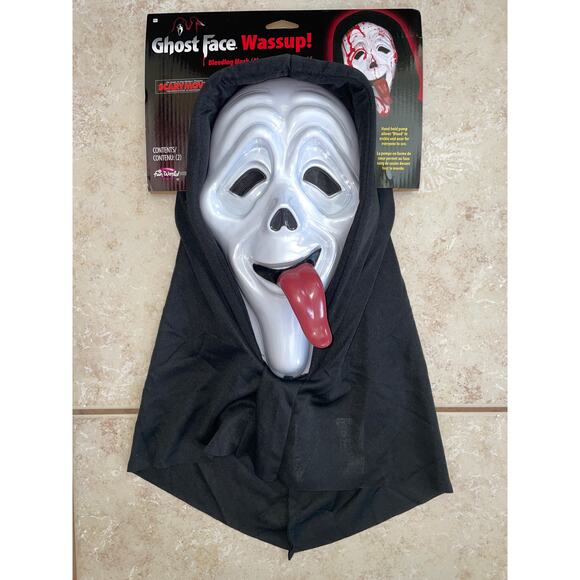 GHOST FACE SCARY MOVIE WASSUP BLEEDING MASK COSTUME NEW - Picture 1 of 2